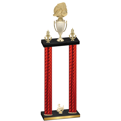 Double Red Carbon Fiber Third Place Soccer Trophy