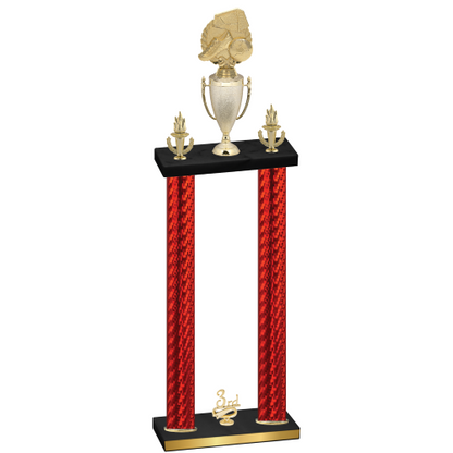Double Red Carbon Fiber Third Place Soccer Trophy