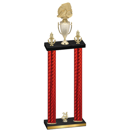 Double Red Carbon Fiber Year Soccer Trophy