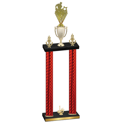 Double Red Carbon Fiber First Place Rugby Trophy