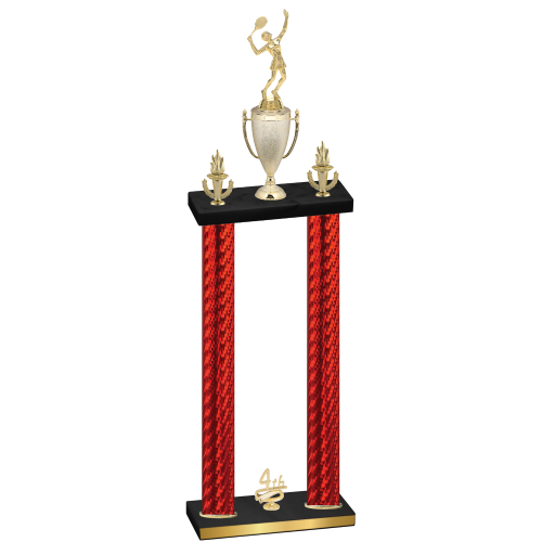 Double Red Carbon Fiber Fourth Place Tennis Trophy