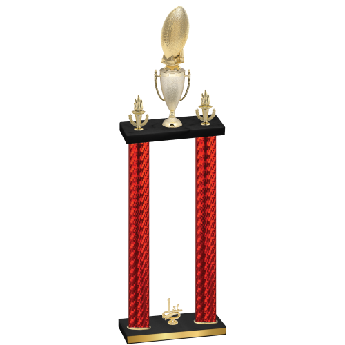Double Red Carbon Fiber First Place Football Trophy