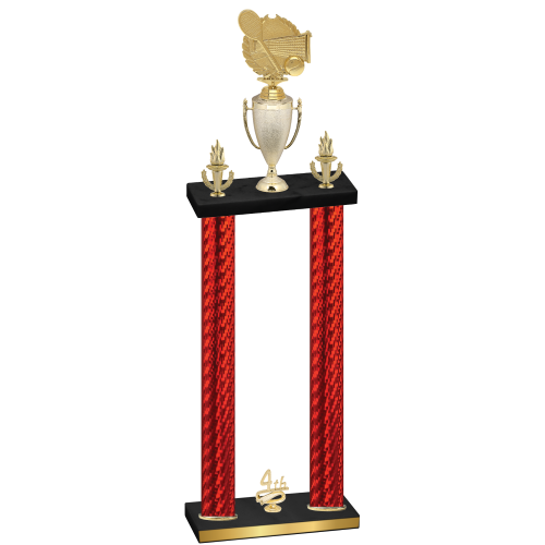 Double Red Carbon Fiber Fourth Place Tennis Trophy