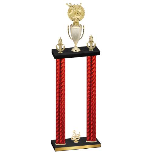 Double Red Carbon Fiber Third Place Bowling Trophy