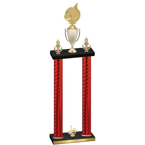 Double Red Carbon Fiber First Place Volleyball Trophy