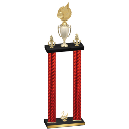 Double Red Carbon Fiber Second Place Volleyball Trophy