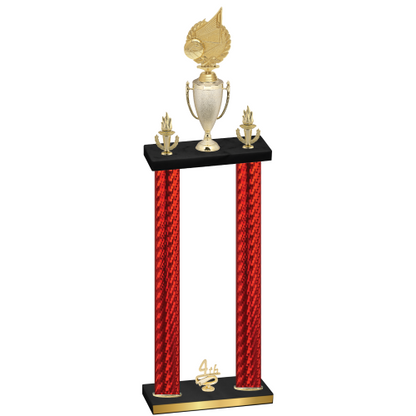 Double Red Carbon Fiber Fourth Place Volleyball Trophy