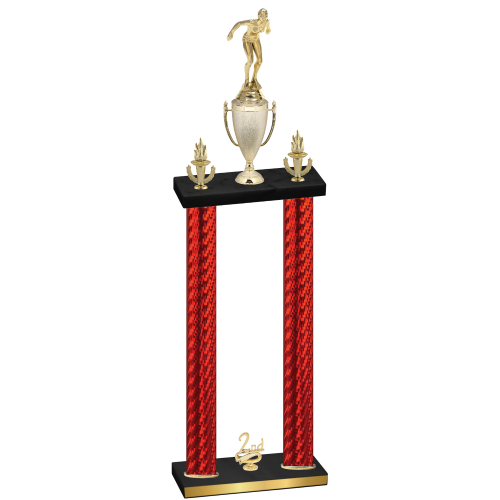 Double Red Carbon Fiber Second Place Tennis Trophy