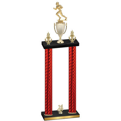 Double Red Carbon Fiber Year Football Trophy