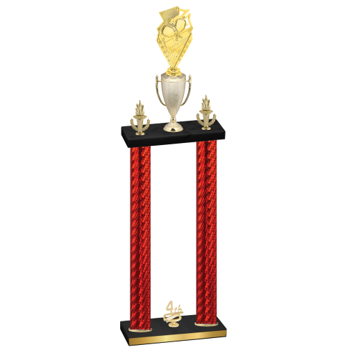 Double Red Carbon Fiber Fourth Place Pickleball Trophy