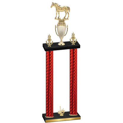 Double Red Carbon Fiber First Place Horses Trophy