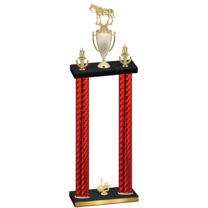 Double Red Carbon Fiber First Place Horses Trophy