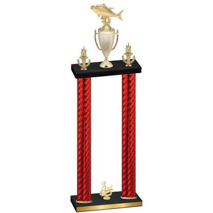 Double Red Carbon Fiber Third Place Fishing Trophy