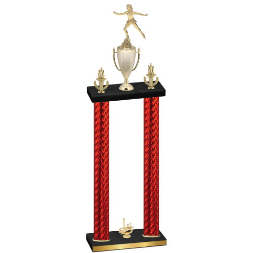 Double Red Carbon Fiber First Place Skater Trophy