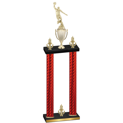 Double Red Carbon Fiber Victory Basketball Trophy