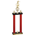 Double Red Carbon Fiber Second Place Flag Football Trophy