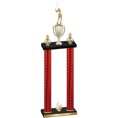 Double Red Carbon Fiber Fourth Place Golf Trophy