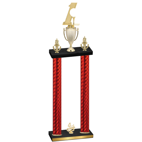 Double Red Carbon Fiber Fourth Place Golf Trophy