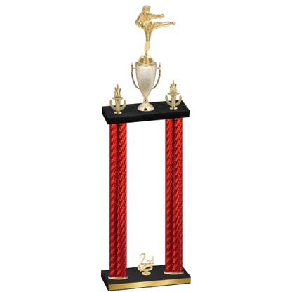 Double Red Carbon Fiber Second Place Karate Trophy
