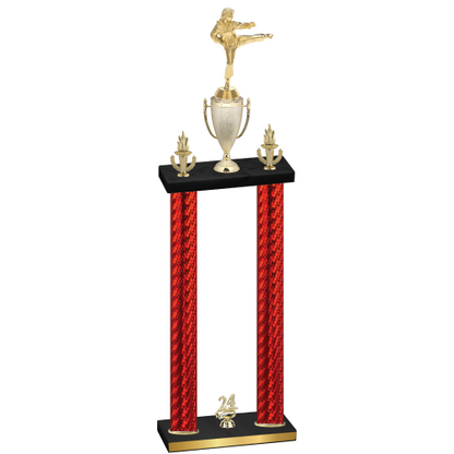Double Red Carbon Fiber Year Karate Trophy