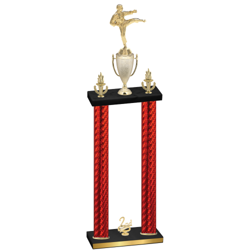 Double Red Carbon Fiber Second Place Karate Trophy