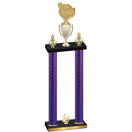 Double Purple Carbon Fiber Fourth Place Tennis Trophy