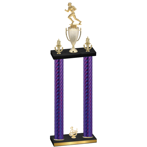 Double Purple Carbon Fiber Third Place Football Trophy