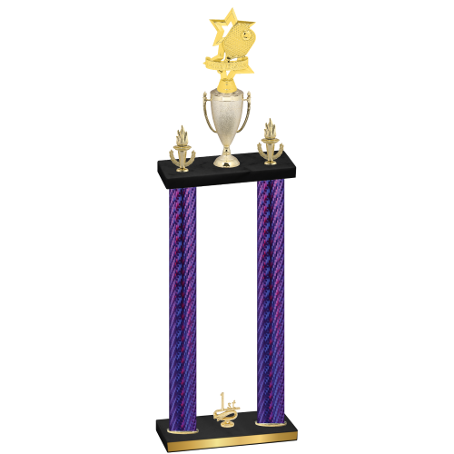 Double Purple Carbon Fiber First Place Pickleball Trophy