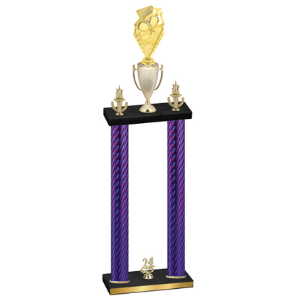 Double Purple Carbon Fiber Year Pickleball Trophy