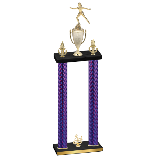 Double Purple Carbon Fiber Third Place Skater Trophy