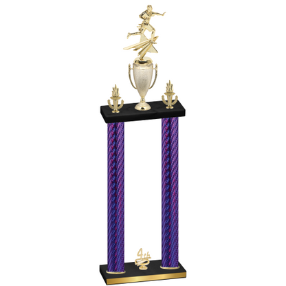 Double Purple Carbon Fiber Fourth Place Flag Football Trophy