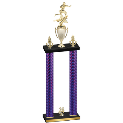 Double Purple Carbon Fiber Year Flag Football Trophy
