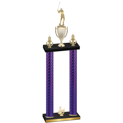 Double Purple Carbon Fiber Third Place Golf Trophy