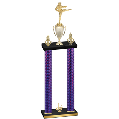 Double Purple Carbon Fiber First Place Karate Trophy