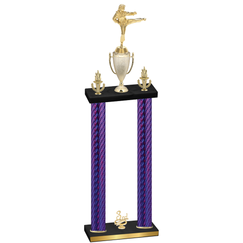Double Purple Carbon Fiber Third Place Karate Trophy