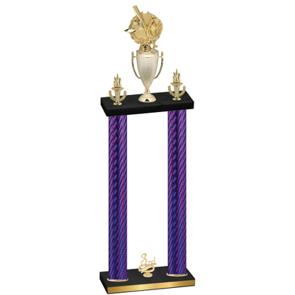 Double Purple Carbon Fiber Third Place Baseball Trophy