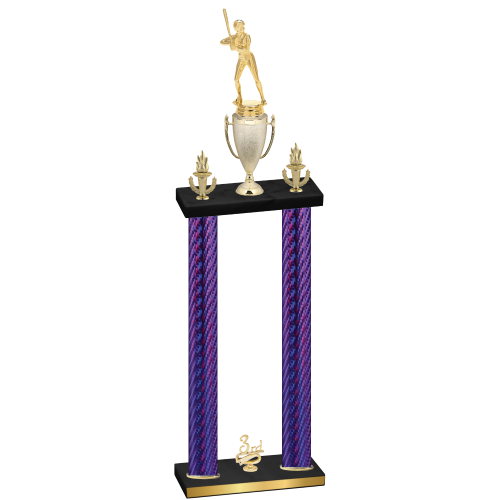 Double Purple Carbon Fiber Third Place Softball Trophy