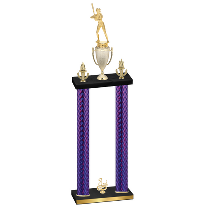 Double Purple Carbon Fiber Third Place Softball Trophy
