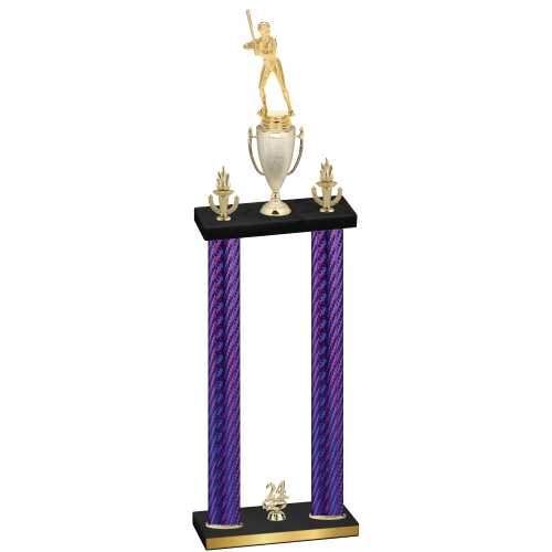 Double Purple Carbon Fiber Year Softball Trophy