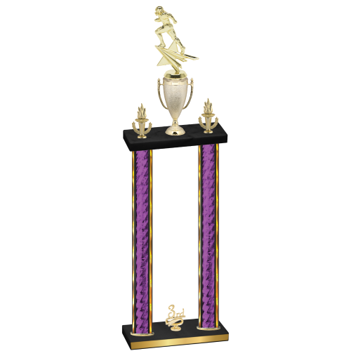 Double Purple Glacier Third Place Football Trophy