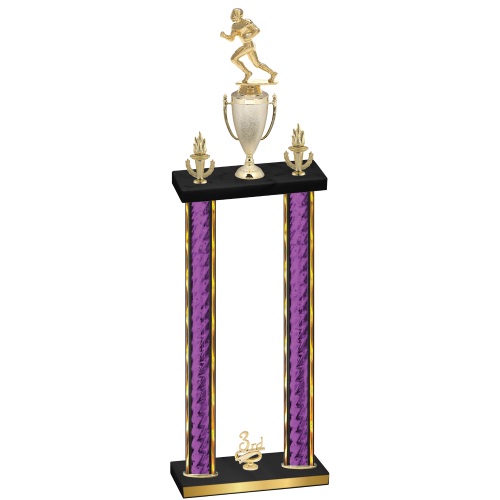 Double Purple Glacier Third Place Football Trophy