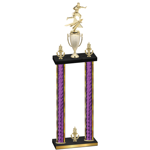 Double Purple Glacier Victory Flag Football Trophy