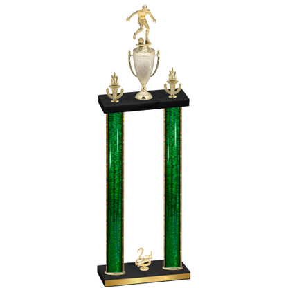 Double Green Glacier Second Place Soccer Trophy