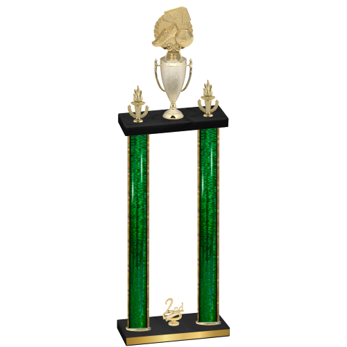 Double Green Glacier Second Place Soccer Trophy