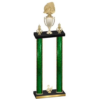 Double Green Glacier Second Place Soccer Trophy