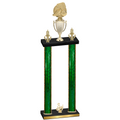 Double Green Glacier Third Place Soccer Trophy