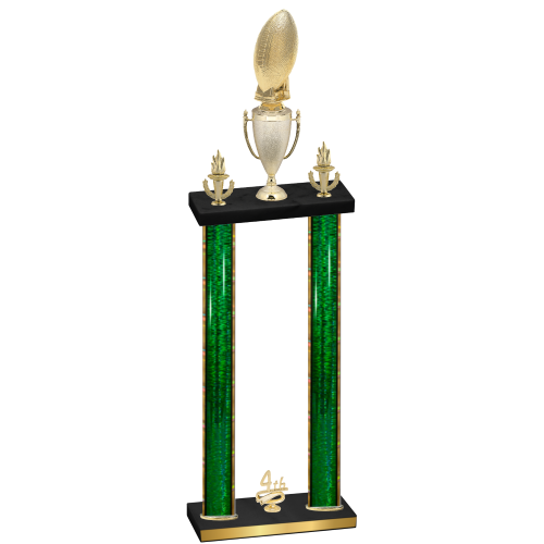 Double Green Glacier Fourth Place Football Trophy
