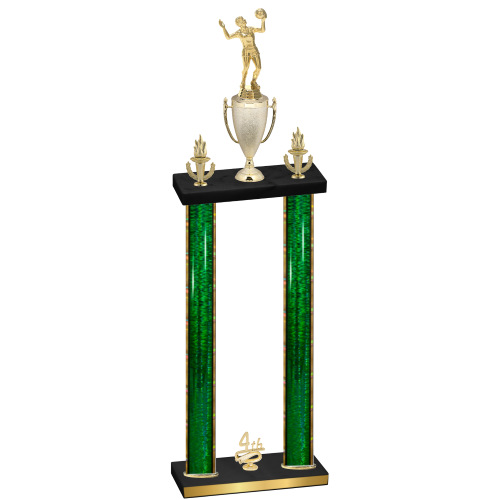 Double Green Glacier Fourth Place Volleyball Trophy