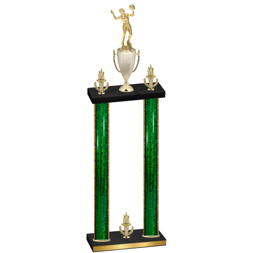 Double Green Glacier Victory Volleyball Trophy