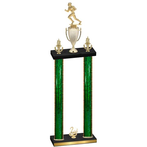 Double Green Glacier Second Place Football Trophy